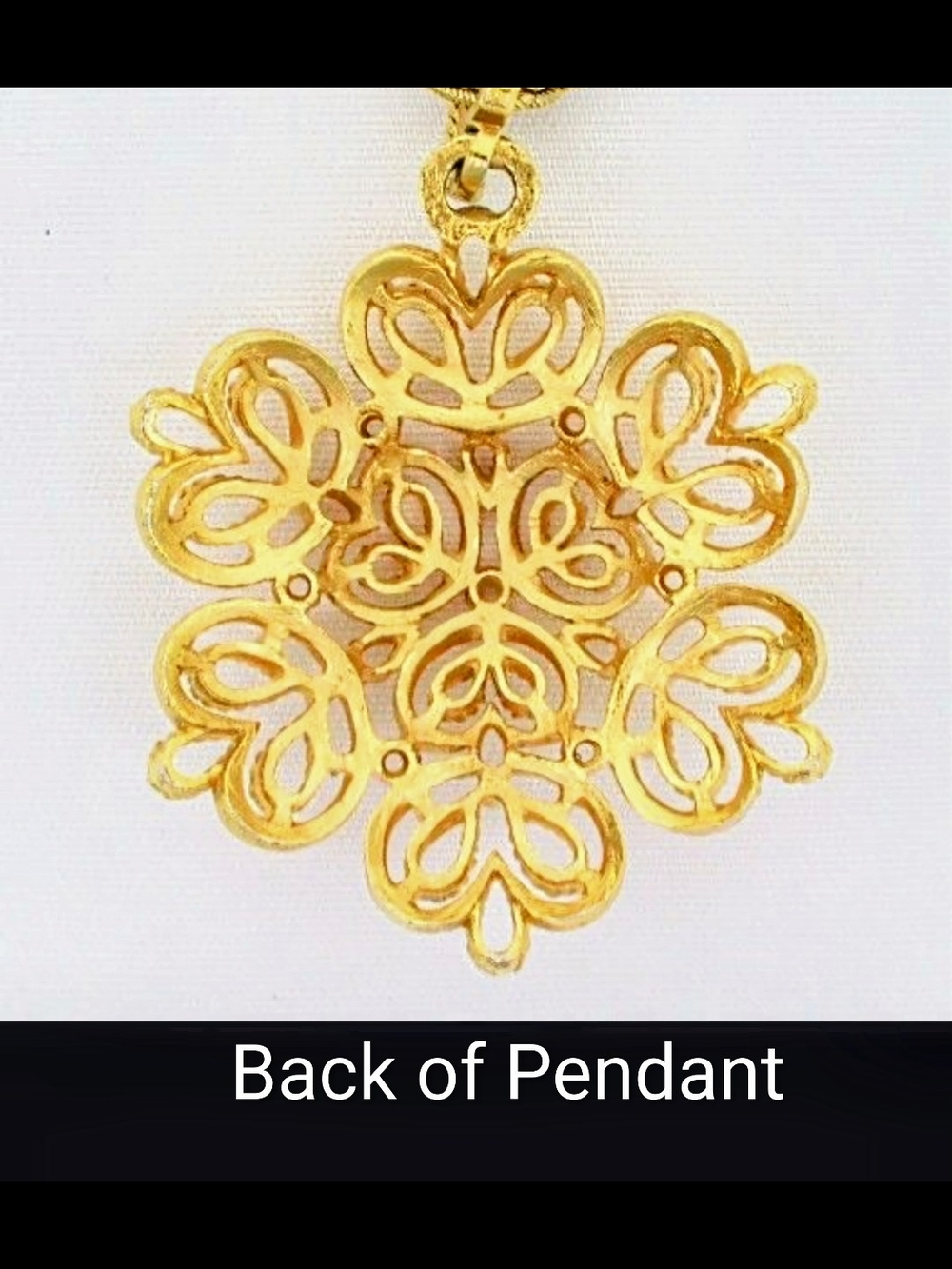 Trifari Gold Filigree Pendant with Twisted Rope Chain - Picture 2 of 11